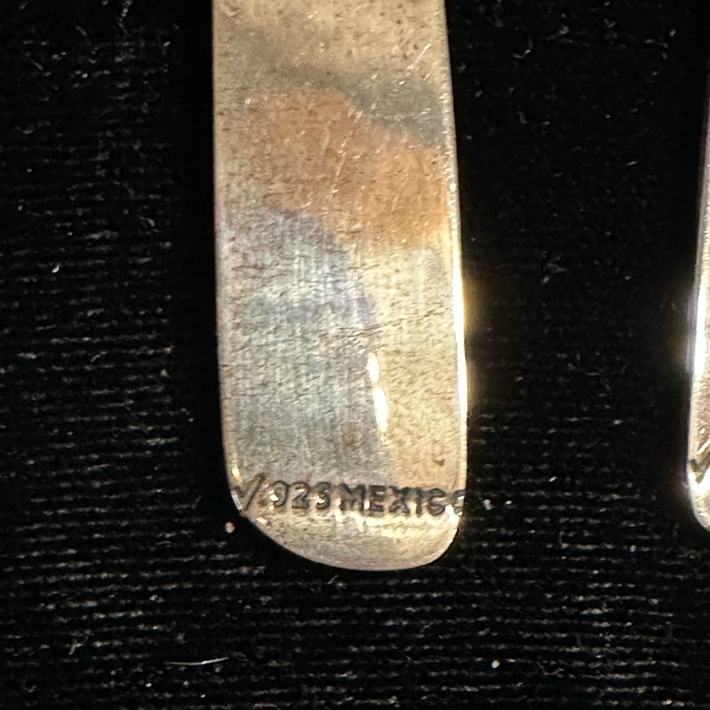 Sterling Silver & Copper Etched Tree Design Dangle Earrings 1.25"  Mexico - Picture 3 of 5